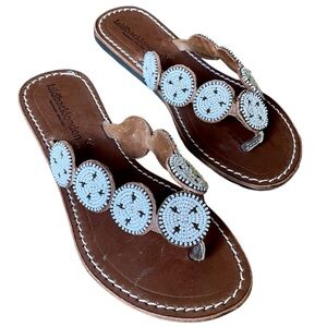 Laidback London Beaded Size 8.5 Leather Sandals